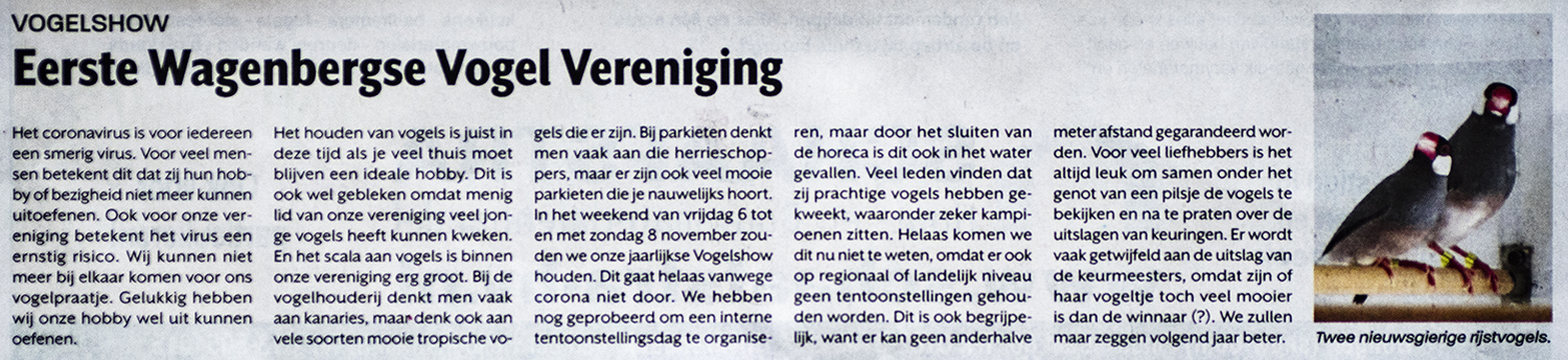 artikel in het Carillon van 28 oktober 2020